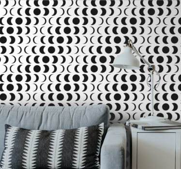 Zwart cirkelvormig patroon geometrisch behang - TenStickers