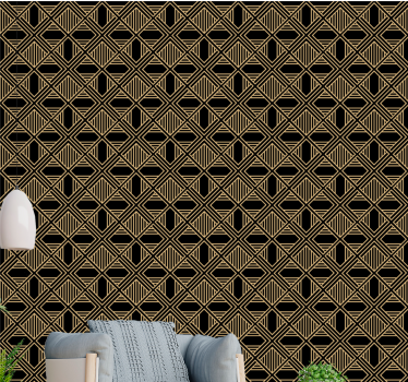 Zwart en goud deco geometrisch behang - TenStickers