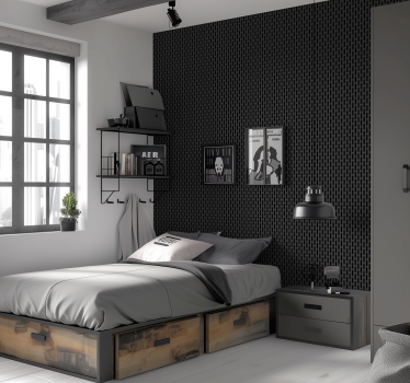 Zwart metalen rooster behang tienerkamer - TenStickers