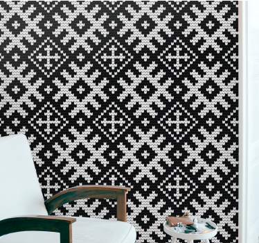 Zwart-wit kerstpatroon geometrisch behang - TenStickers