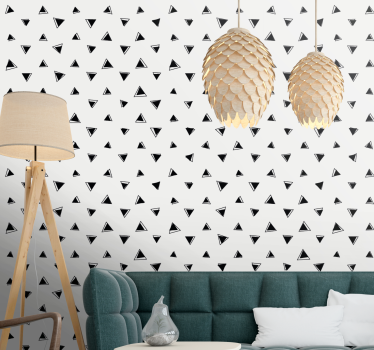Zwart-wit motief geometrisch behang - TenStickers